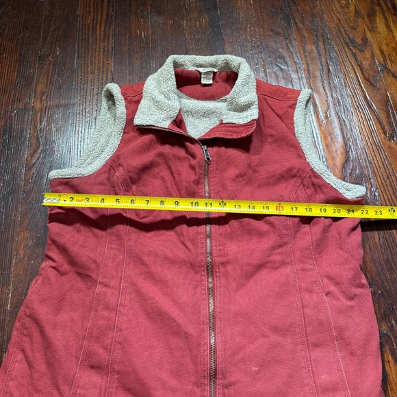 Duluth Trading Vest Womens L Red Canvas Sherpa Lined Heavyweight Chore Full Zip - Picture 3 of 13